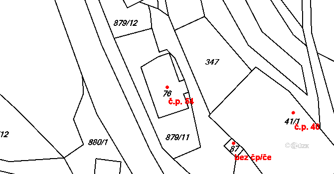 Pěčíkov 54, Městečko Trnávka na parcele st. 76 v KÚ Pěčíkov, Katastrální mapa