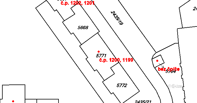 Chrudim IV 1199,1200, Chrudim na parcele st. 5771 v KÚ Chrudim, Katastrální mapa