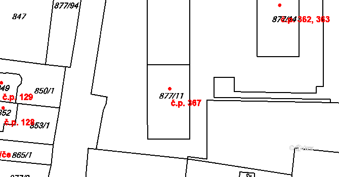 Děčín XXXII-Boletice nad Labem 367, Děčín na parcele st. 877/11 v KÚ Boletice nad Labem, Katastrální mapa