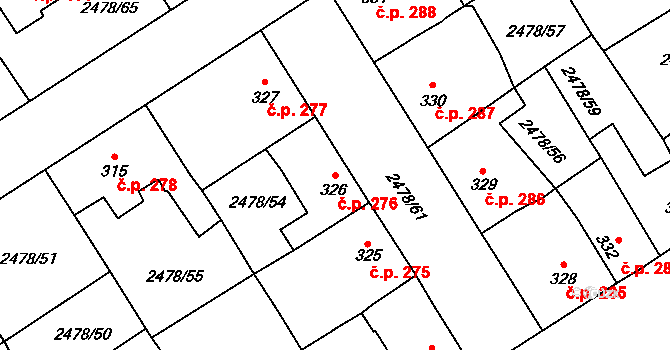 Horní Cerekev 276 na parcele st. 326 v KÚ Horní Cerekev, Katastrální mapa