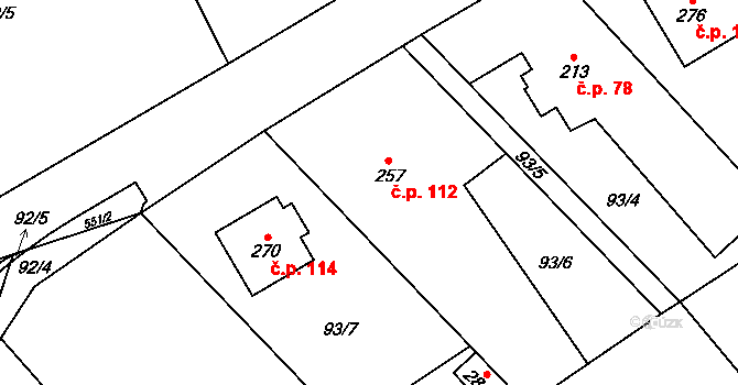 Unčovice 112, Litovel na parcele st. 257 v KÚ Unčovice, Katastrální mapa