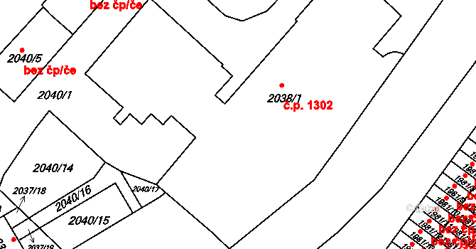 Turnov 1302 na parcele st. 2038/1 v KÚ Turnov, Katastrální mapa