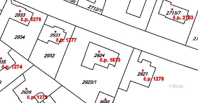 Horní Počernice 1833, Praha na parcele st. 2924 v KÚ Horní Počernice, Katastrální mapa