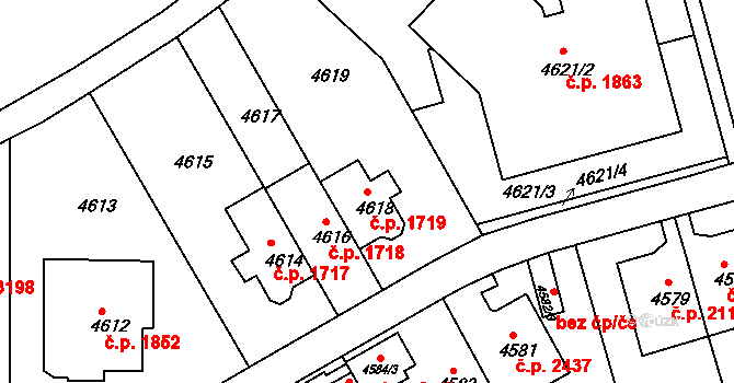 Smíchov 1719, Praha na parcele st. 4618 v KÚ Smíchov, Katastrální mapa