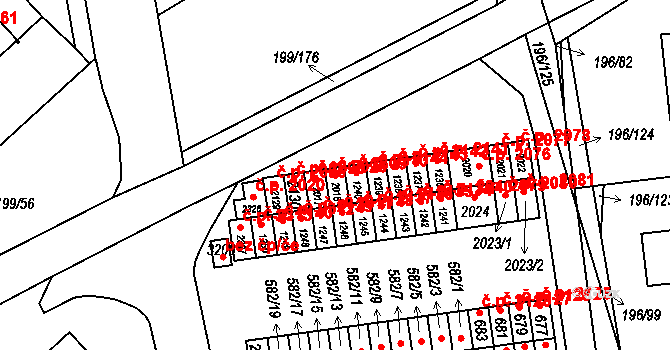 Sezimovo Ústí 2309 na parcele st. 2018 v KÚ Sezimovo Ústí, Katastrální mapa