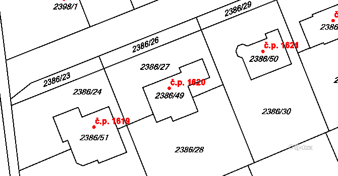 Holešov 1620 na parcele st. 2386/49 v KÚ Holešov, Katastrální mapa