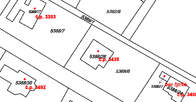 Frýdek 3435, Frýdek-Místek na parcele st. 5388/26 v KÚ Frýdek, Katastrální mapa