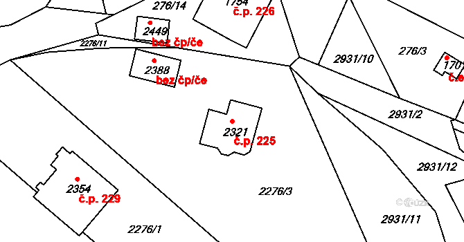 Pecínov 225, Nové Strašecí na parcele st. 2321 v KÚ Nové Strašecí, Katastrální mapa