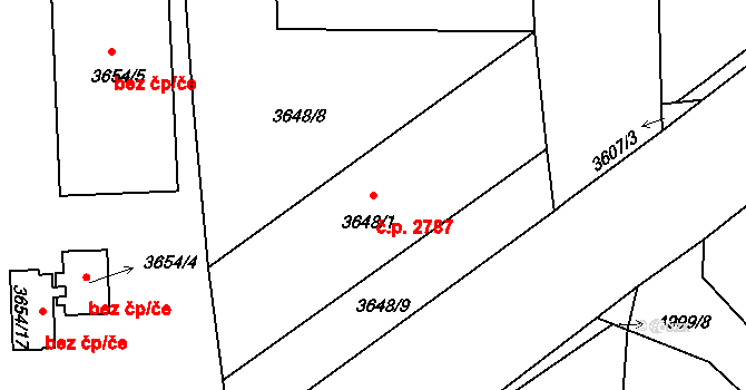 Louny 2787 na parcele st. 3648/1 v KÚ Louny, Katastrální mapa