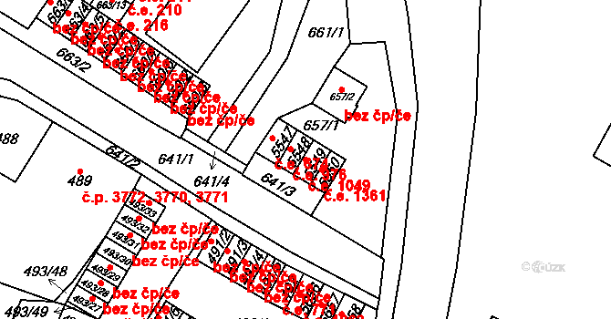 Chomutov 1049 na parcele st. 5549 v KÚ Chomutov I, Katastrální mapa