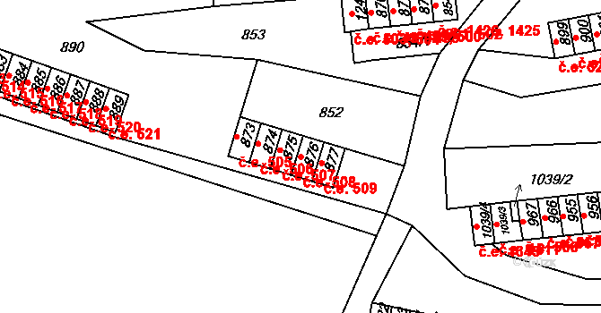 Děčín III-Staré Město 508, Děčín na parcele st. 876 v KÚ Děčín-Staré Město, Katastrální mapa