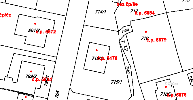 Třebovice 5470, Ostrava na parcele st. 715/2 v KÚ Třebovice ve Slezsku, Katastrální mapa