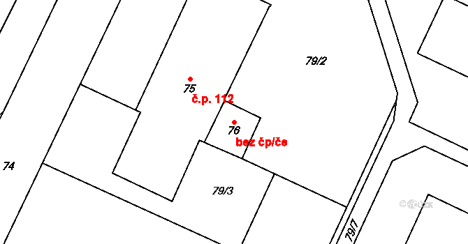 Brno 39481816 na parcele st. 76 v KÚ Lesná, Katastrální mapa