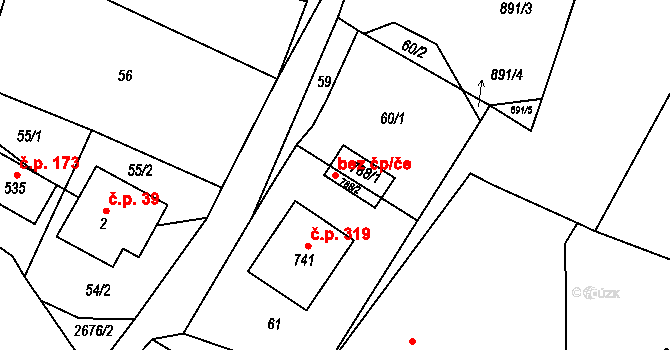 Kateřinice 39533816 na parcele st. 788/2 v KÚ Kateřinice u Vsetína, Katastrální mapa