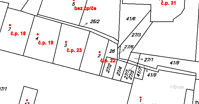 Jelenice 22, Vítkov na parcele st. 2 v KÚ Jelenice, Katastrální mapa