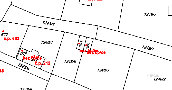 Bublava 43160816 na parcele st. 553/1 v KÚ Bublava, Katastrální mapa