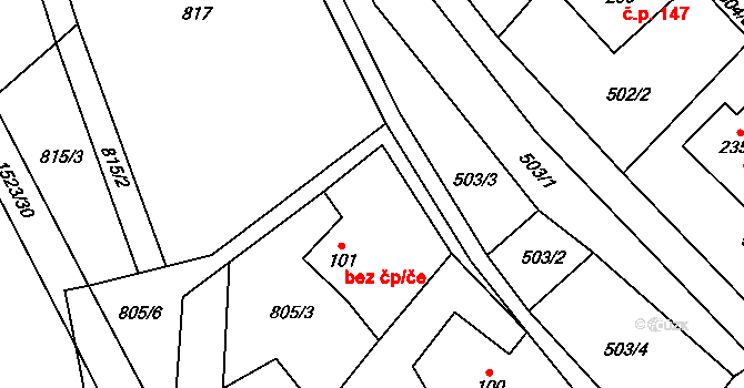 Jestřabí v Krkonoších 44323816 na parcele st. 101 v KÚ Křížlice, Katastrální mapa