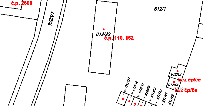 Předměstí 162, Opava na parcele st. 612/22 v KÚ Opava-Předměstí, Katastrální mapa