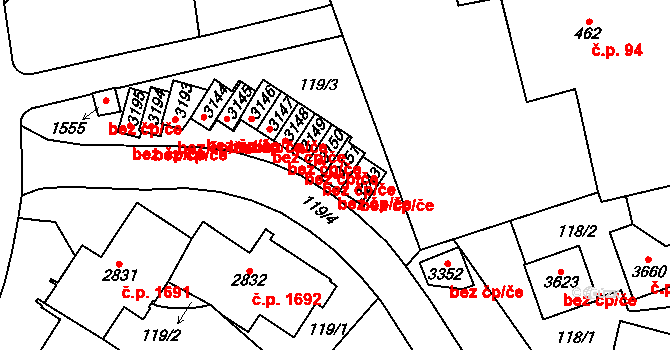 Choceň 45515816 na parcele st. 3151 v KÚ Choceň, Katastrální mapa