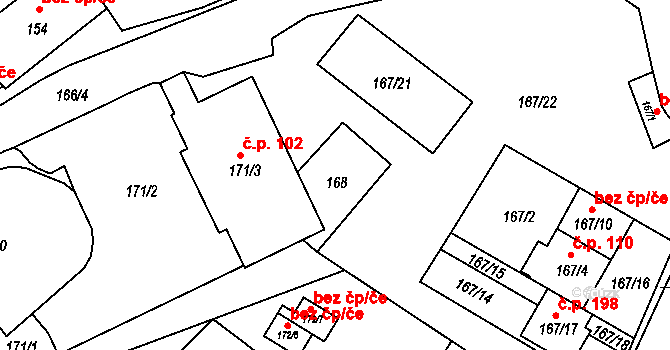 Rebešovice 46053816 na parcele st. 168 v KÚ Rebešovice, Katastrální mapa