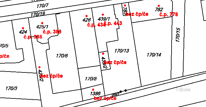 Pardubice 46713816 na parcele st. 439/2 v KÚ Svítkov, Katastrální mapa