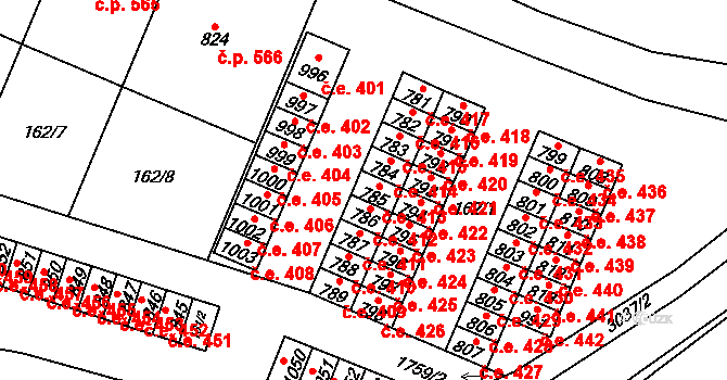 Tovačov I-Město 413, Tovačov na parcele st. 785 v KÚ Tovačov, Katastrální mapa