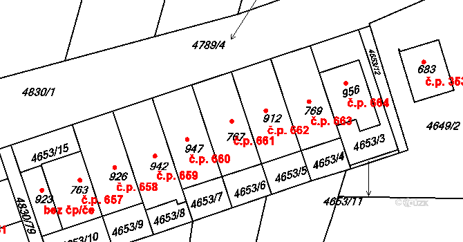 Boršice 661 na parcele st. 767 v KÚ Boršice u Buchlovic, Katastrální mapa