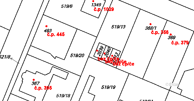 Neratovice 49548816 na parcele st. 2039 v KÚ Neratovice, Katastrální mapa