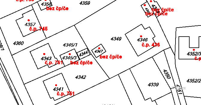 Jirkov 50525816 na parcele st. 4347 v KÚ Jirkov, Katastrální mapa