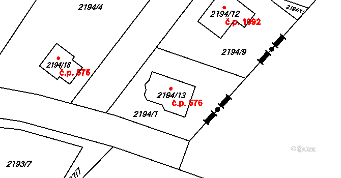 Hranice 576, Karviná na parcele st. 2194/13 v KÚ Karviná-město, Katastrální mapa