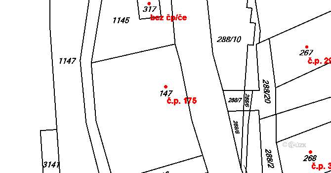 Dolní Boříkovice 175, Králíky na parcele st. 147 v KÚ Dolní Boříkovice, Katastrální mapa