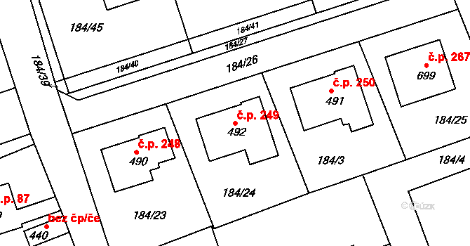 Dolní Libchavy 249, Libchavy na parcele st. 492 v KÚ Dolní Libchavy, Katastrální mapa