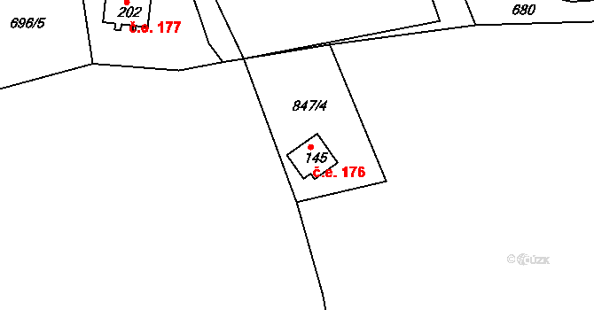 Běstovice 176 na parcele st. 145 v KÚ Běstovice, Katastrální mapa