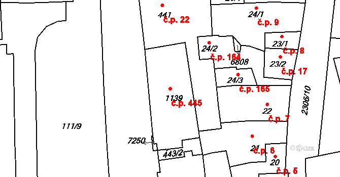 Beroun-Město 445, Beroun na parcele st. 1139 v KÚ Beroun, Katastrální mapa