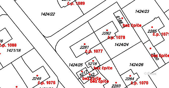 Beroun-Město 1077, Beroun na parcele st. 2281 v KÚ Beroun, Katastrální mapa