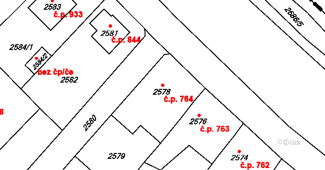 Řevnice 764 na parcele st. 2578 v KÚ Řevnice, Katastrální mapa
