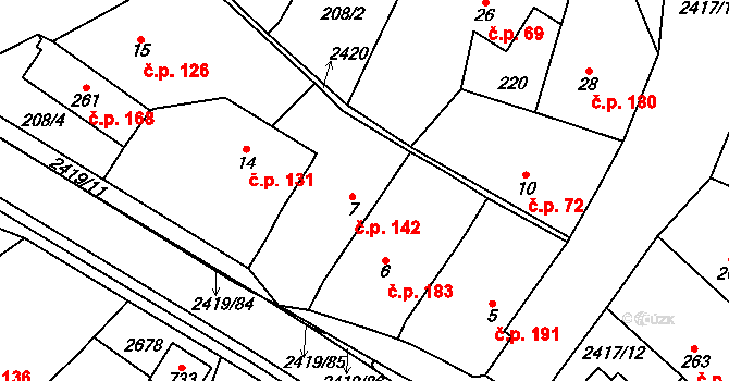 Klenčí pod Čerchovem 142 na parcele st. 7 v KÚ Klenčí pod Čerchovem, Katastrální mapa