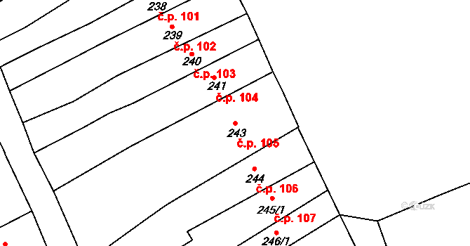 Broumov 105 na parcele st. 243 v KÚ Broumov, Katastrální mapa