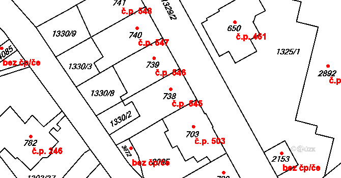 Náchod 545 na parcele st. 738 v KÚ Náchod, Katastrální mapa