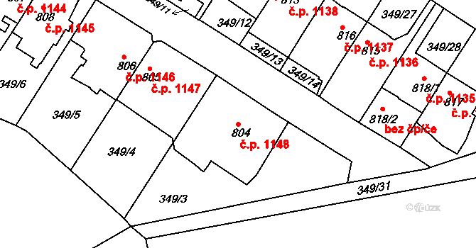 Náchod 1148 na parcele st. 804 v KÚ Náchod, Katastrální mapa