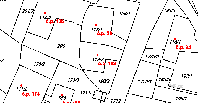 Libhošť 188 na parcele st. 113/2 v KÚ Libhošť, Katastrální mapa