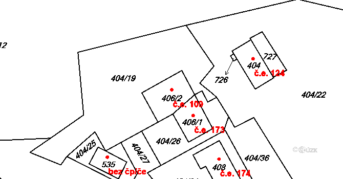 Lipnice nad Sázavou 109 na parcele st. 406/2 v KÚ Lipnice nad Sázavou, Katastrální mapa