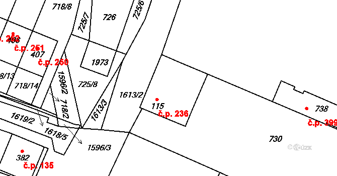 Strachotín 236 na parcele st. 115 v KÚ Strachotín, Katastrální mapa