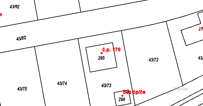 Hradišťko I 179, Veltruby na parcele st. 295 v KÚ Hradišťko I, Katastrální mapa