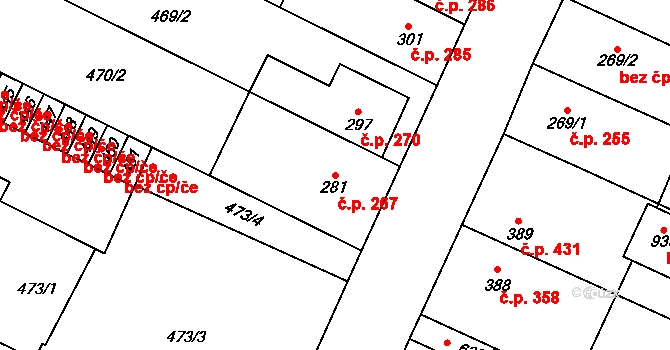 Přerov II-Předmostí 267, Přerov na parcele st. 281 v KÚ Předmostí, Katastrální mapa