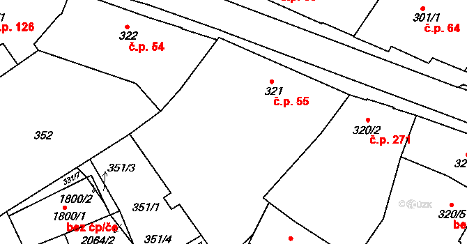 Telč-Podolí 55, Telč na parcele st. 321 v KÚ Telč, Katastrální mapa