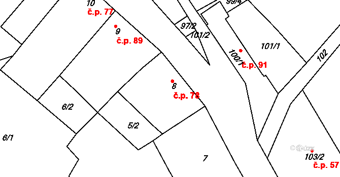 Opatovice 78, Vyškov na parcele st. 8 v KÚ Opatovice u Vyškova, Katastrální mapa