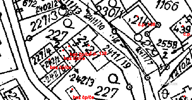 Horní Branná 138 na parcele st. 242/1 v KÚ Horní Branná, Katastrální mapa