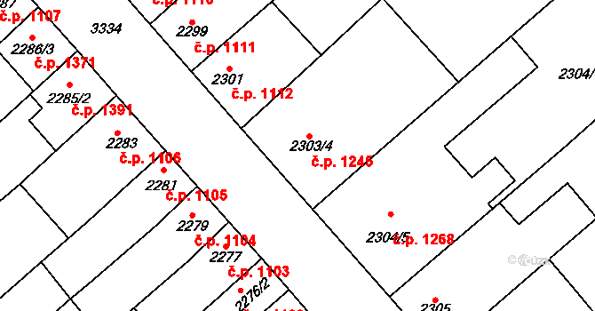 Mikulov 1245 na parcele st. 2303/4 v KÚ Mikulov na Moravě, Katastrální mapa
