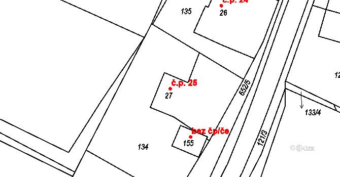 Polánky nad Dědinou 25, Třebechovice pod Orebem na parcele st. 27 v KÚ Polánky nad Dědinou, Katastrální mapa